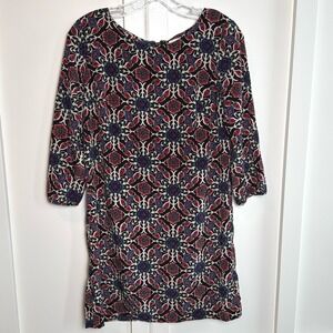 Old Navy Women S Black Floral Print 3/4‎ Sleeve Shift Dress